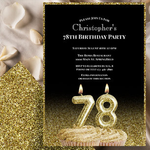 Invitación de cumpleaños número 78 para él en negr