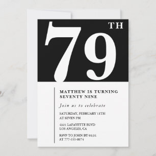 Invitación de cumpleaños número 79 elegante en bla