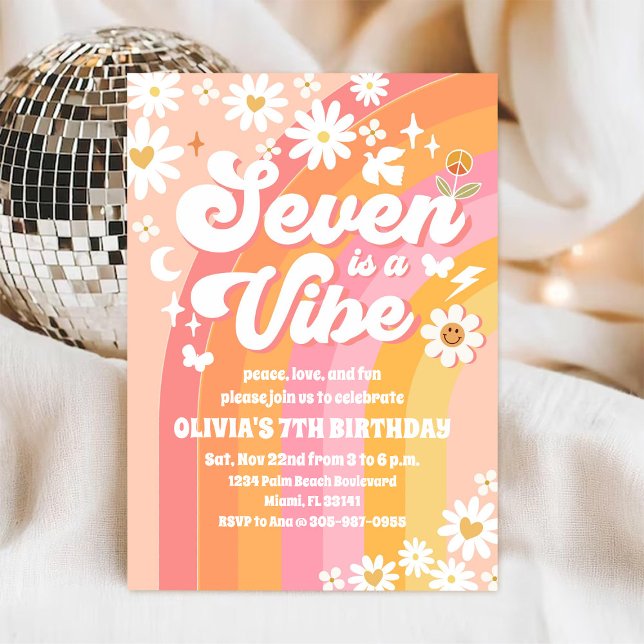 Invitación de cumpleaños número 7 de Groovy Daisy (Subido por el creador)