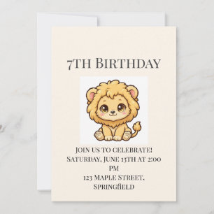 Invitación de cumpleaños número 7 de León Bebé Ado