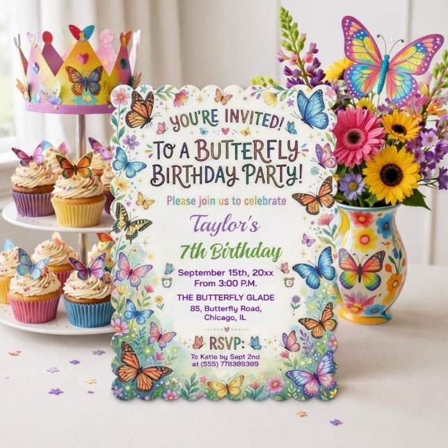 Invitación de cumpleaños número 7 de Mariposas Col (Subido por el creador)