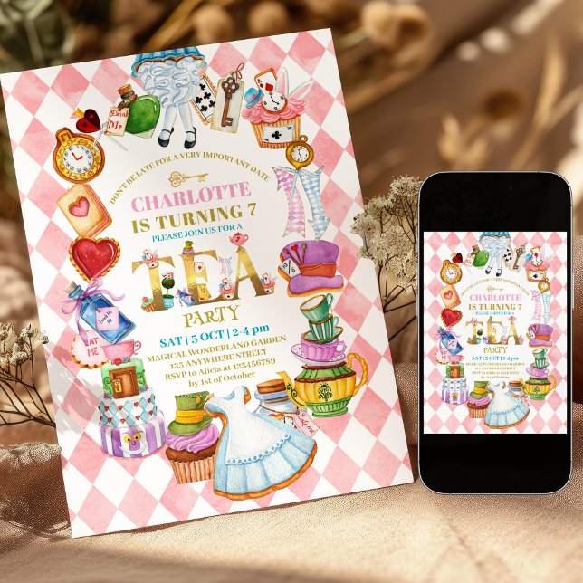 Invitación de cumpleaños número 7 de Pink Alice in (Subido por el creador)