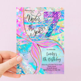 Invitación de cumpleaños número 7 de sirena bajo e