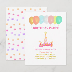 Invitación de cumpleaños número 7 de Unicornio