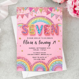 Invitación de cumpleaños número 7 editable con len