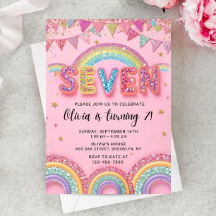 Invitación de cumpleaños número 7 editable con len
