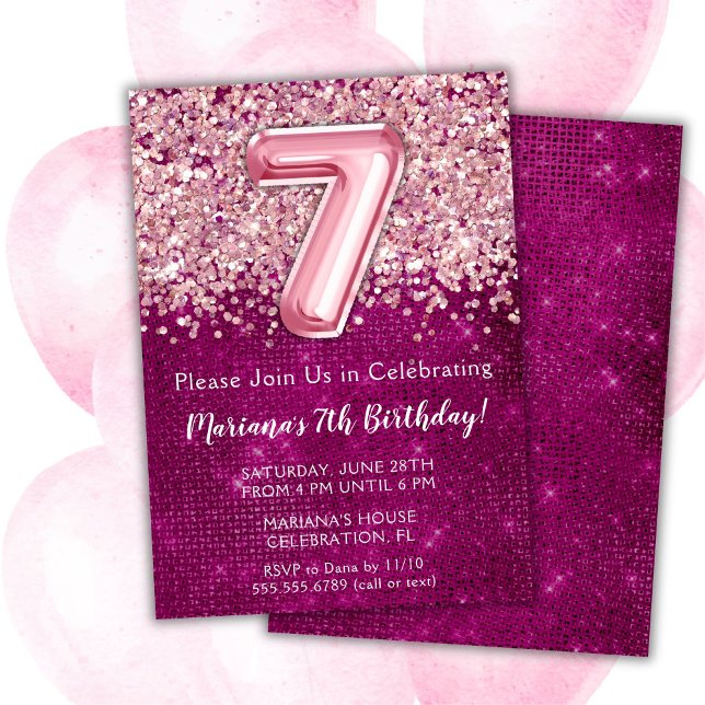 Invitación de cumpleaños número 7 femenina con bri (Subido por el creador)