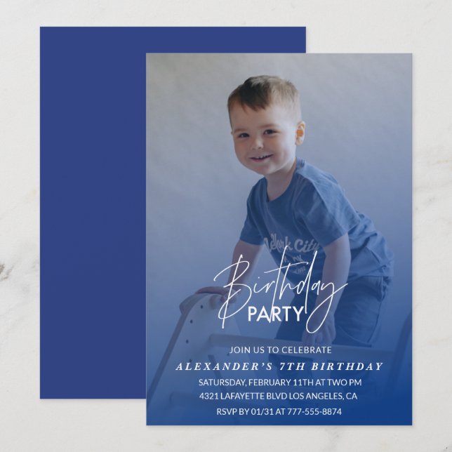 invitación de cumpleaños número 7 Fiesta de cumple (Anverso / Reverso)