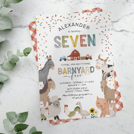 Invitación de cumpleaños número 7 para granja de m