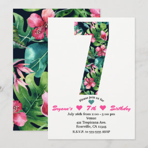 Invitación de cumpleaños número 7 séptimo séptuple