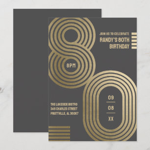 Invitación de cumpleaños número 80 con estilo geom