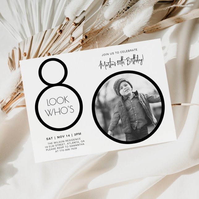 Invitación de cumpleaños número 80 con foto modern (Subido por el creador)