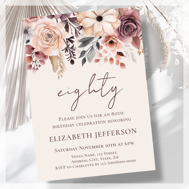 Invitación de cumpleaños número 80 de Fall Floral (Subido por el creador)