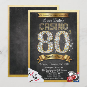 Invitación de cumpleaños número 80 de póquer de ca
