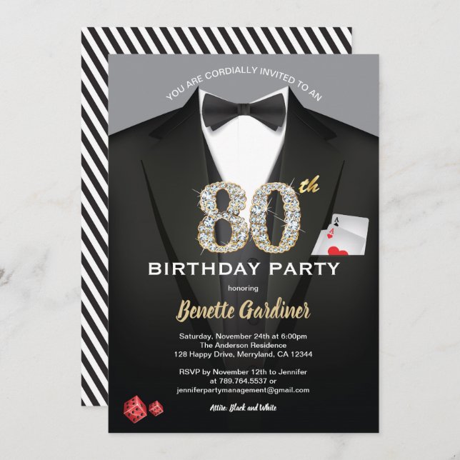 Invitación de cumpleaños número 80 del Casino. Neg (Anverso / Reverso)