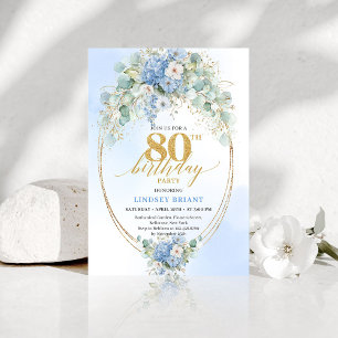 Invitación de cumpleaños número 80 elegante con fl