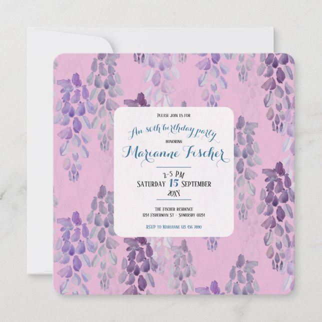 Invitación de cumpleaños número 80 elegante y botá (Anverso)