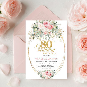Invitación de cumpleaños número 80 Elegantes Rosas