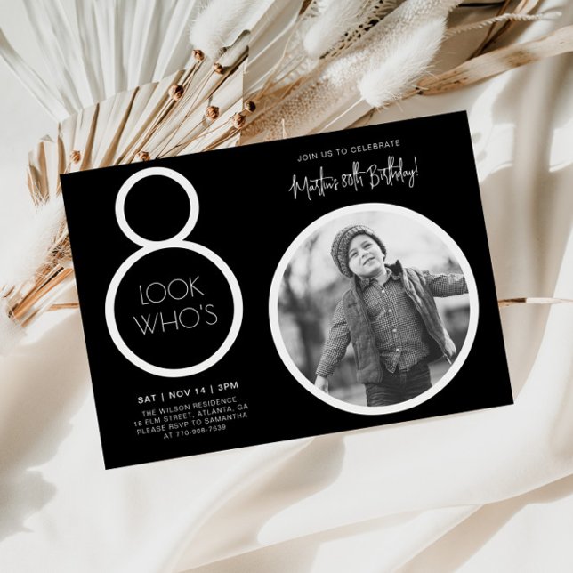 Invitación de cumpleaños número 80 en foto moderna (Subido por el creador)