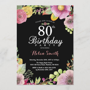 Invitación de cumpleaños número 80 para mujeres