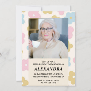 invitación de cumpleaños número 80 Retro Groovy Fl