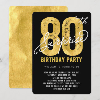 Invitación de cumpleaños número 80 sorpresa con ho