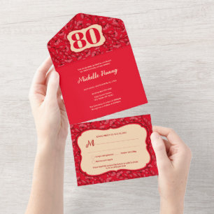 Invitación de cumpleaños número 80 Todo en Uno Chi