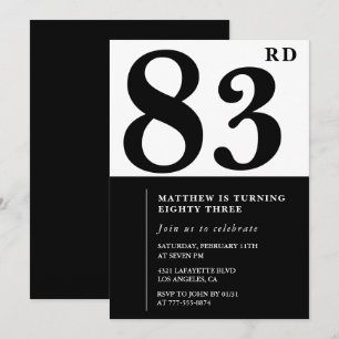 Invitación de cumpleaños número 83 Chic en blanco