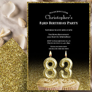 Invitación de cumpleaños número 83 para él en negr
