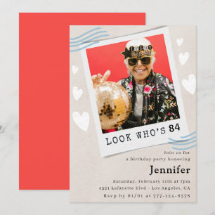 Invitación de cumpleaños número 84 con foto