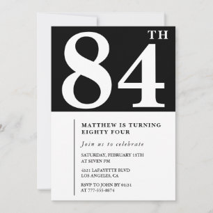 Invitación de cumpleaños número 84 elegante en bla