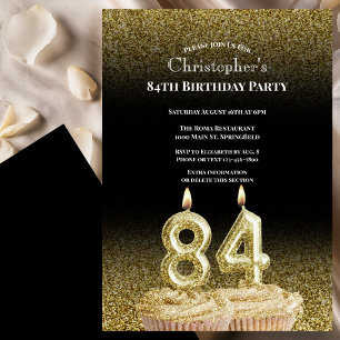 Invitación de cumpleaños número 84 para él en negr
