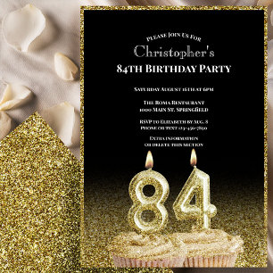 Invitación de cumpleaños número 84 para él en negr