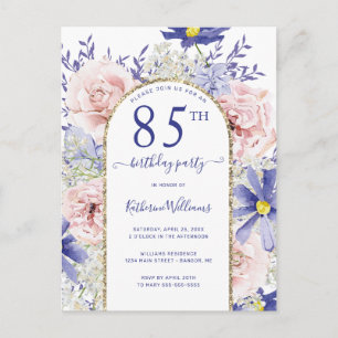 Invitación de cumpleaños número 85 elegante rosa y