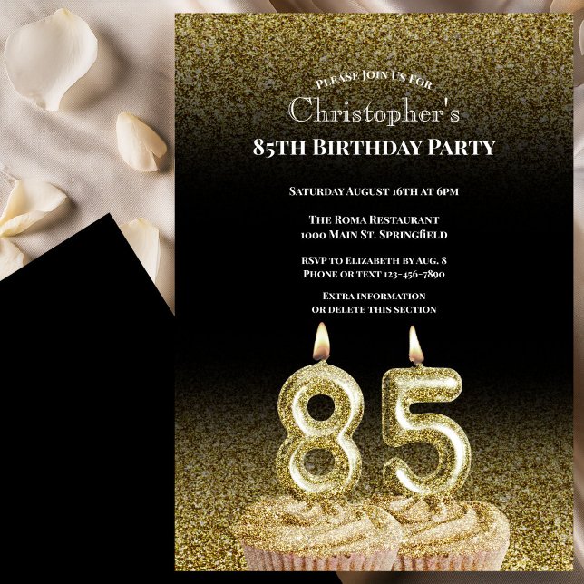 Invitación de cumpleaños número 85 para él en negr (Subido por el creador)