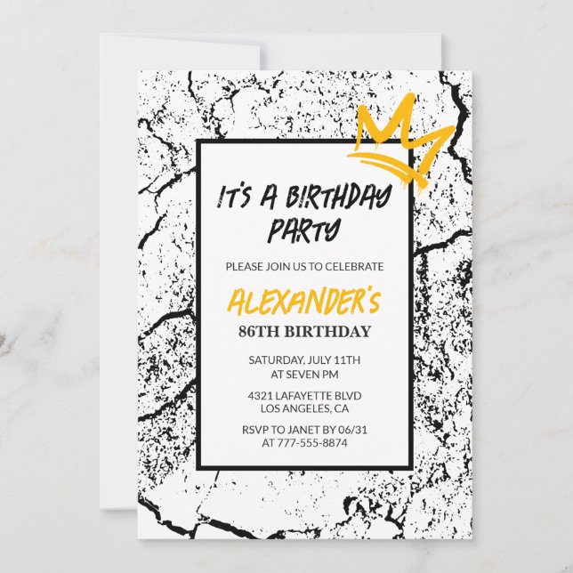 invitación de cumpleaños número 86 Hombres Graffit (Anverso)