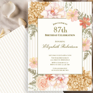 Invitación de cumpleaños número 87 con colores de