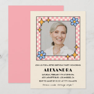 Invitación de cumpleaños número 89 con foto floral