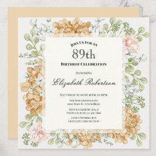 Invitación de cumpleaños número 89 en elegantes co