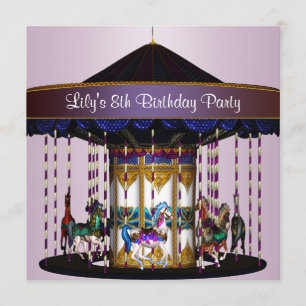 Invitación de cumpleaños número 8 de Carousel Poni