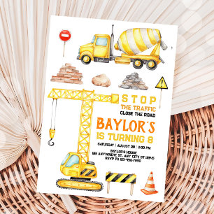 Invitación de cumpleaños número 8 de Construcción
