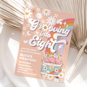 Invitación de cumpleaños número 8 de Retro Daisy