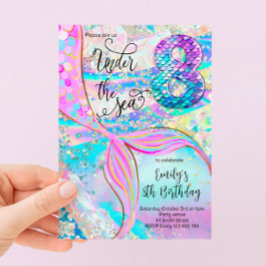 Invitación de cumpleaños número 8 de sirena bajo e