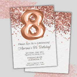 Invitación de cumpleaños número 8 en rosa oro