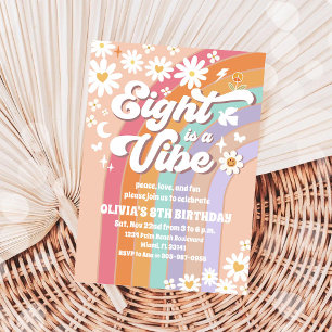 Invitación de cumpleaños número 8 Groovy Rainbow