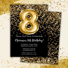 Invitación de cumpleaños número 8 para niña Black