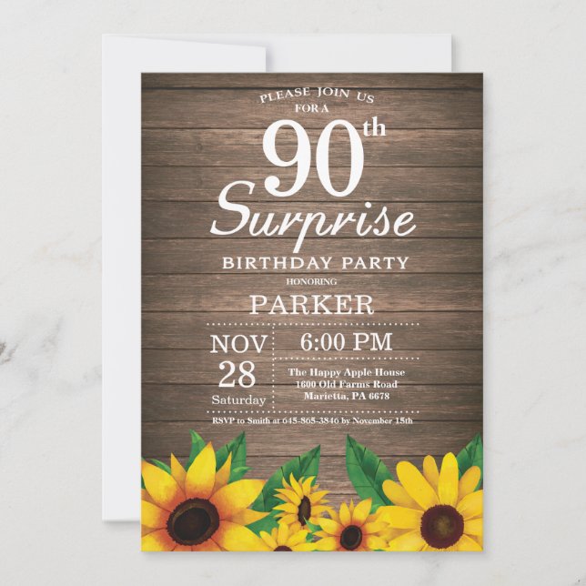 Invitación de cumpleaños número 90 a la empresa Ru (Anverso)