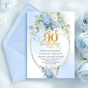 Invitación de cumpleaños número 90 elegante con ho