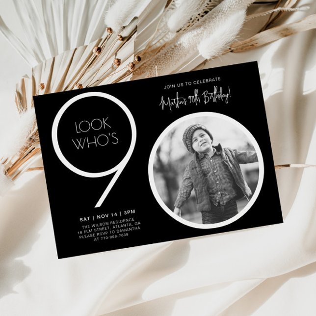 Invitación de cumpleaños número 90 en foto moderna (Subido por el creador)