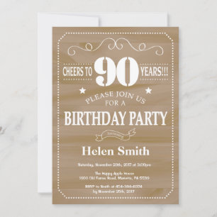 Invitación de cumpleaños número 90 rústica